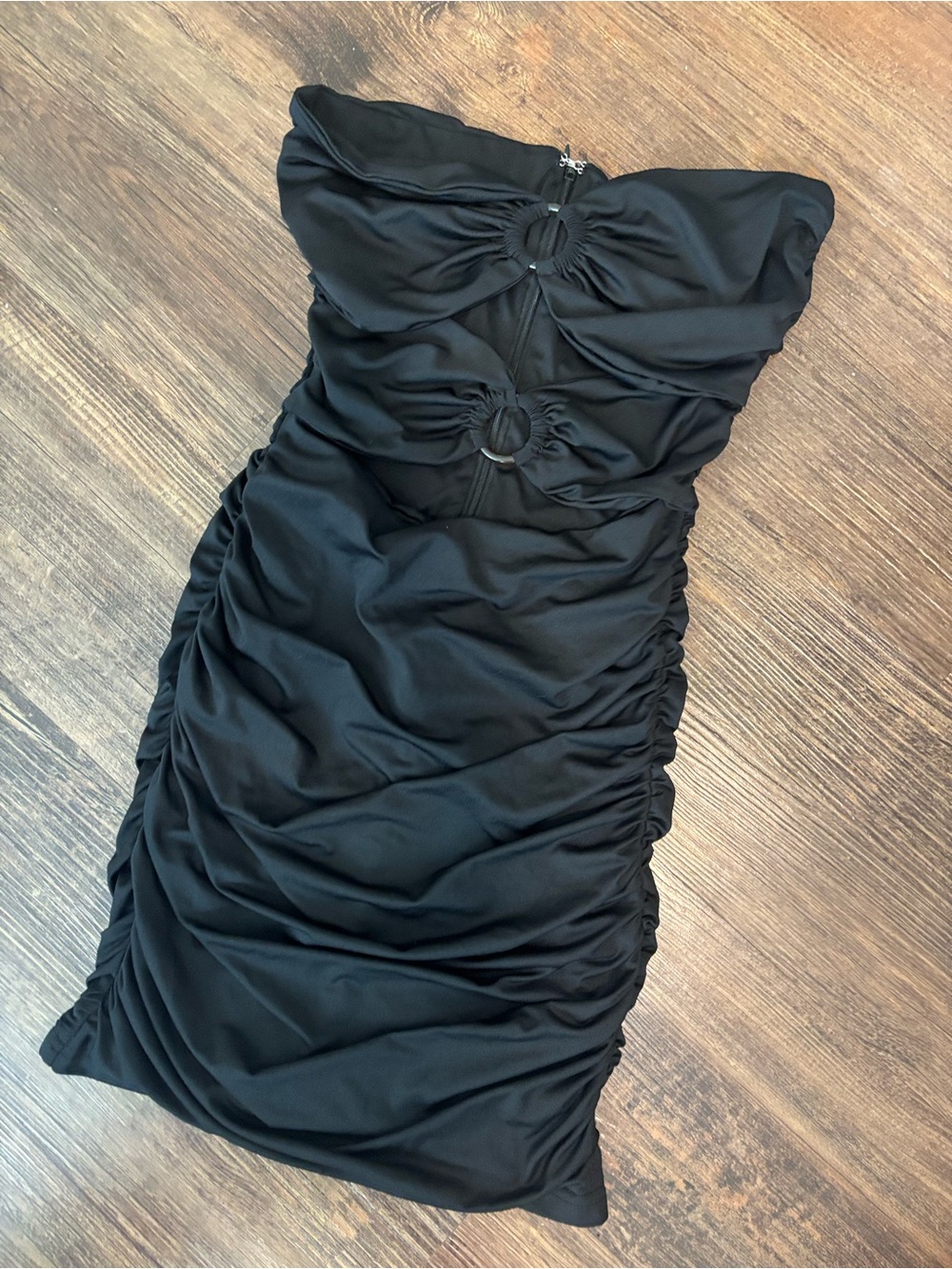 Black Ruched Cutout Mini Dress XS/S Y2K Going Out Club Dress
